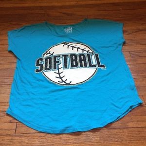 Justice Girls T-Shirt Size 18 Blue Softball